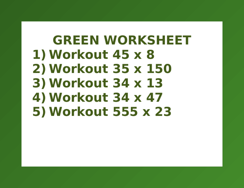 GREEN WORKSHEET 8