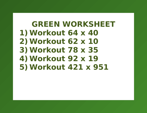 GREEN WORKSHEET 10
