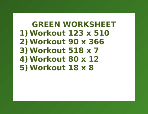 GREEN WORKSHEET 11