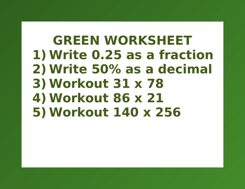 GREEN WORKSHEET 12