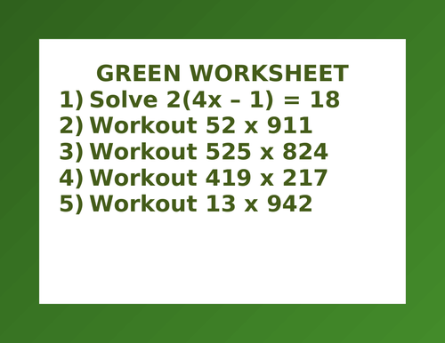 GREEN WORKSHEET 13 | Teaching Resources