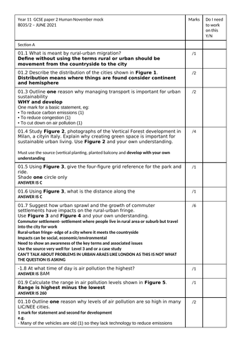 PLC for GCSE Paper 2 June 2021 AQA Human