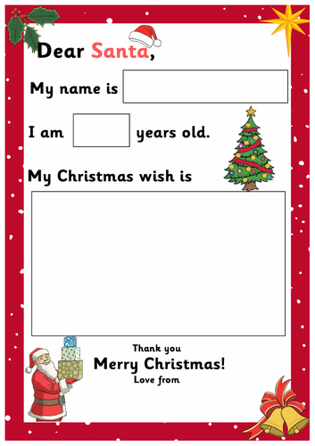 Letter to Santa Template - Print | Teaching Resources