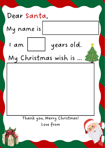 Letter to Santa Template - Print