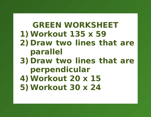 GREEN WORKSHEET 31