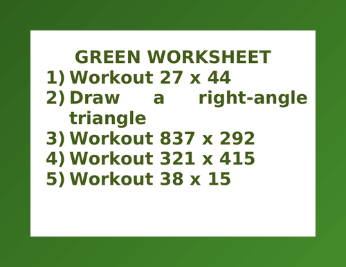 GREEN WORKSHEET 32