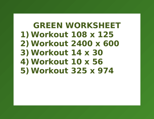 GREEN WORKSHEET 33