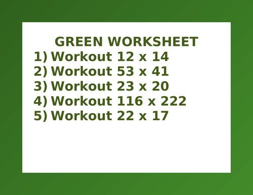 GREEN WORKSHEET 41