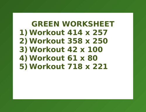 GREEN WORKSHEET 42