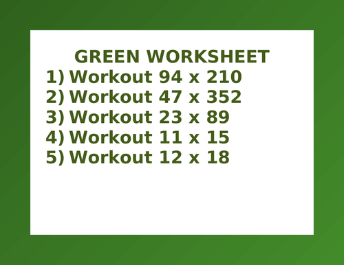 GREEN WORKSHEET 43