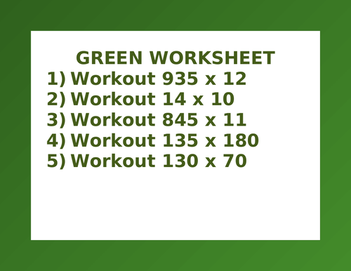 GREEN WORKSHEET 45