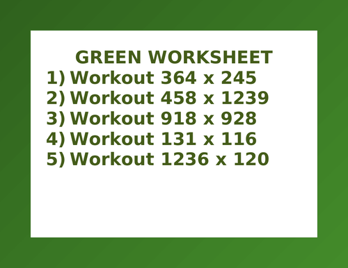 GREEN WORKSHEET 50