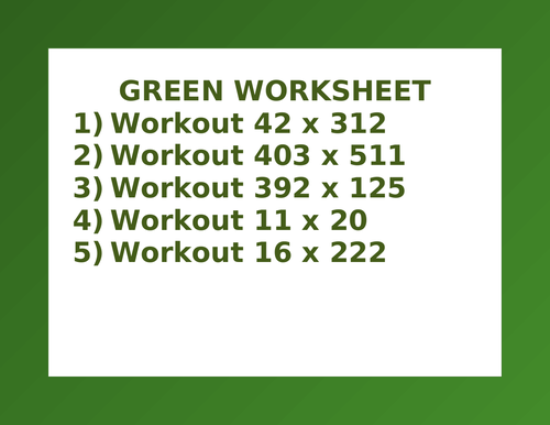 GREEN WORKSHEET 51