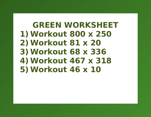 GREEN WORKSHEET 60