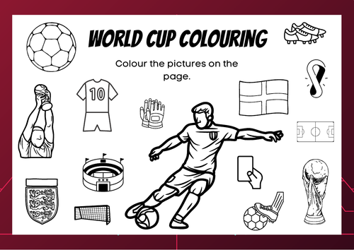 World Cup Football Colouring Page 2022 - FIFA WORLD CUP / ENGLAND