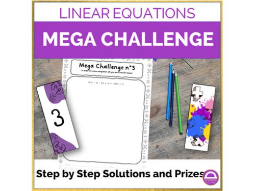 Solving Multi Step Linear Equations Mega Challenge Activity