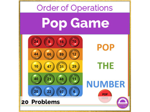 Order of Operations Math Digital Activity | Pop Game