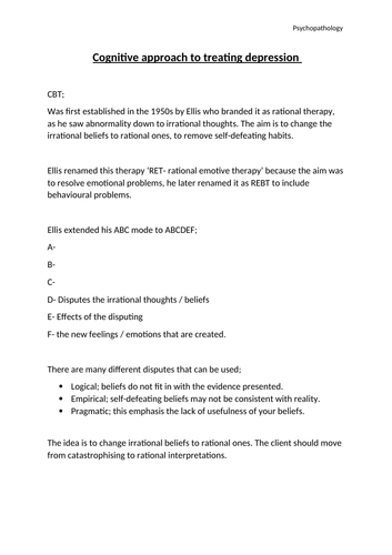 aqa-a-level-psychology-psychopathology-cognitive-approach-to