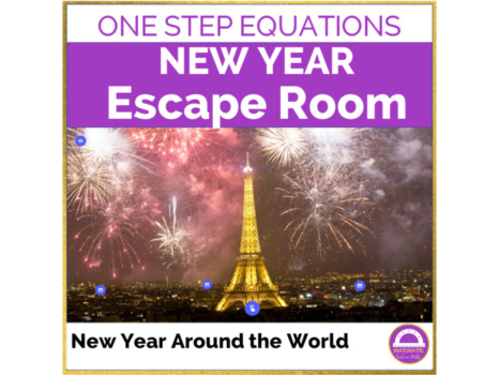 New Year Math Escape Room One Step Equations Around the World