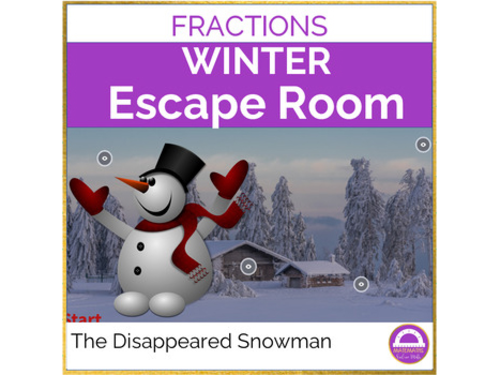 Winter Christmas Escape Room Operations with Fractions The Disappeared Snowman