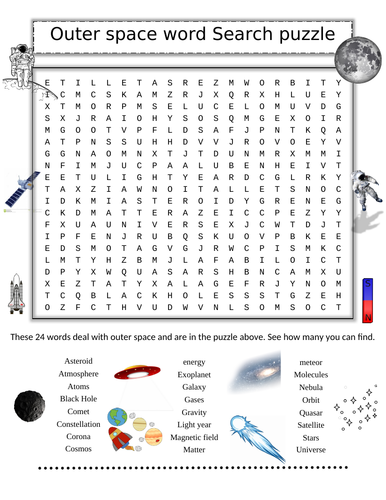 Outer Space Word Search Puzzle (24 Words to Find)