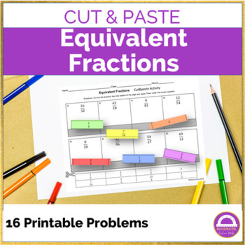 Morning Work Simplifying Fractions Cut and Paste Activity