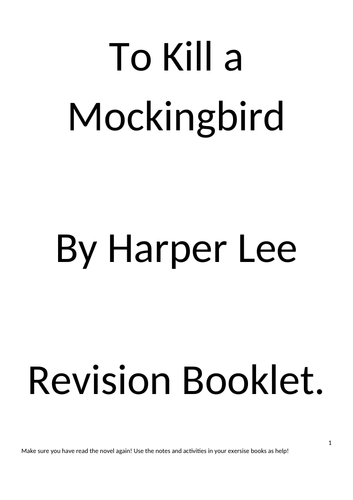 To Kill A Mockingbird Revision Book