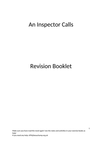 An Inspector Calls Revision Booklet