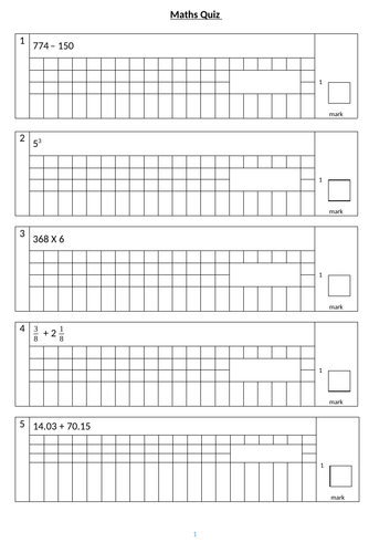 Maths Quiz - Year 6 (arithmetic)
