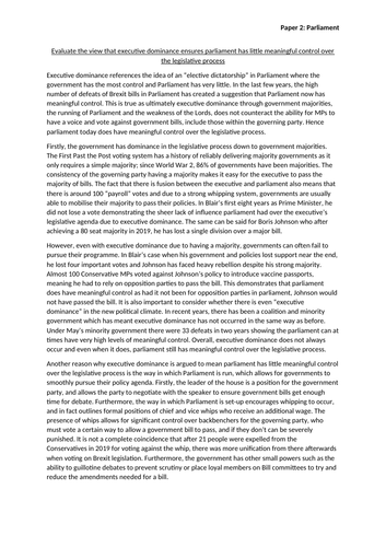 a-a-level-politics-essay-does-executive-dominate-parliament