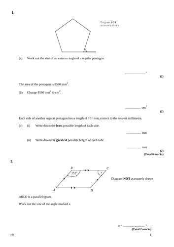 Angle Facts Exam Questions