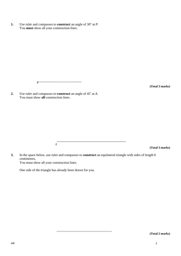 Constructions Exam Questions