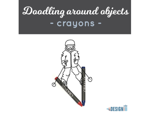 Doodling around objects! Printable art worksheet - "crayon" theme