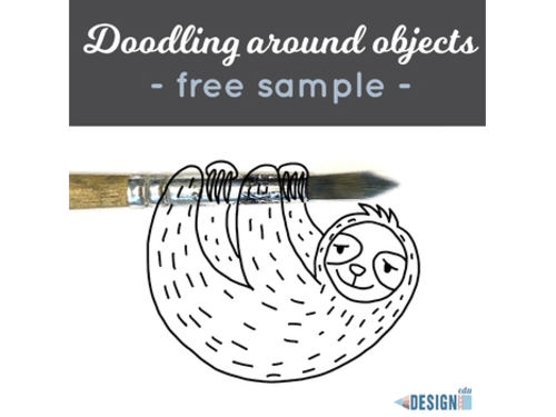 Doodling around objects! Free printable art worksheet