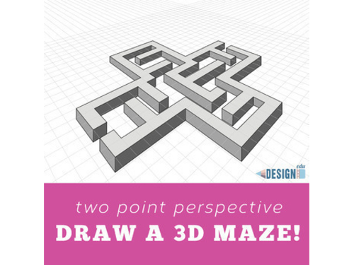 Draw a 3D maze! Two Point Perspective - with video