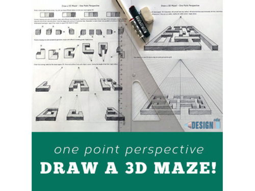 Draw a 3D maze! One Point Perspective - with video