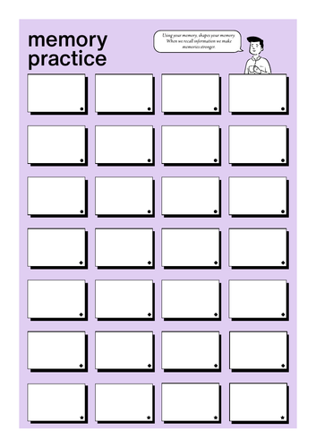 Memory practice editable worksheet (retrieval practice)