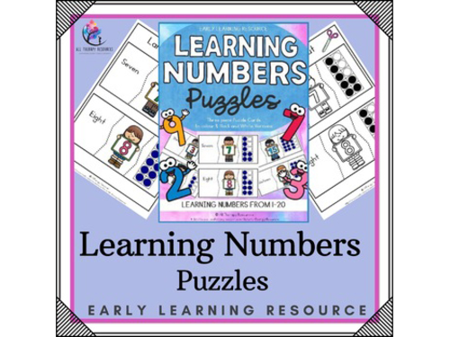 Learning My Numbers 1-20 - Three Piece Puzzles - Early Learning - Autism Support