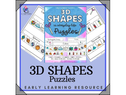3D Objects Shapes In Everyday Life - Six Piece Puzzles - Early Learning