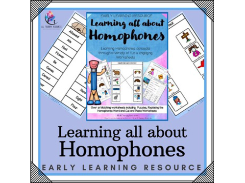 Learning about HOMOPHONES  - 24 pgs - puzzles, worksheets, activities