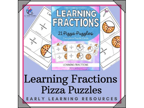 Learning Fractions - Pizza Themed 2-Piece Puzzles - Early Learning