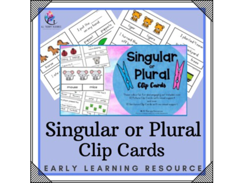 Singular or Plural Clip Vocabulary Cards - Preschool, Autism, Literacy, SPED