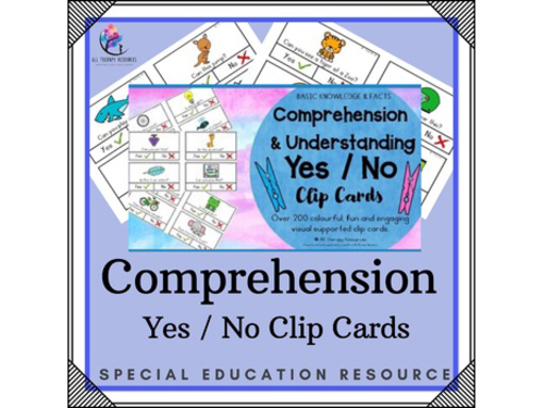 Comprehension Yes No Clip Cards - Autism Special Education Speech ESL