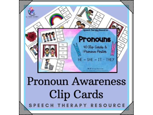 Pronoun Clip Cards and Poster - Grammar - Autism Special Education