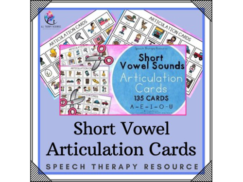 Short Vowel Sounds - Articulation Cards with Visual Cues - Speech Therapy