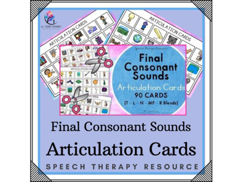 Final Consonant Sounds - T, L, N, R, M Blends - Articulation Cards