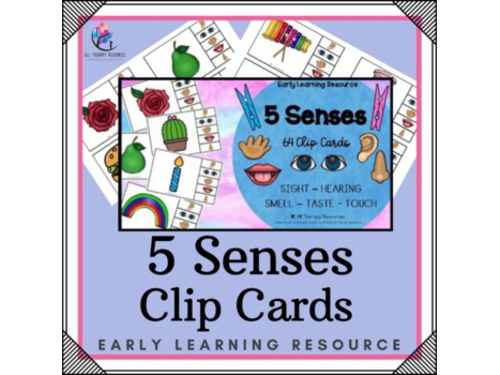 5 Five Senses Clip Cards - 64 Clip Cards - Early Learning Resources