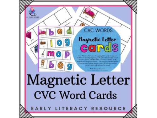 CVC Magnetic Letter Cards - 80 Building letter Cards Activities Literacy Center