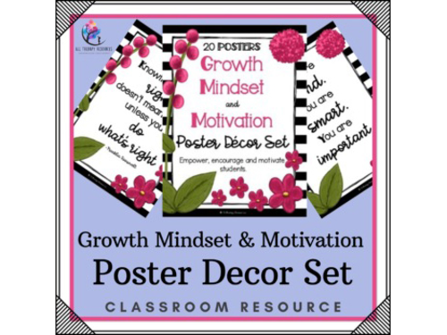 Growth Mindset and Motivation Poster Decor Set - Bulletin Board