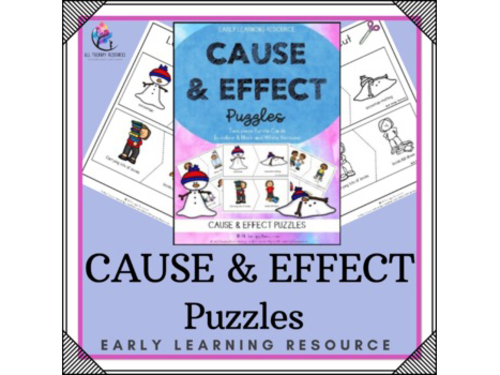 Cause and Effect - 2 Piece Puzzles Task Cards - PRINTABLE NO PREP